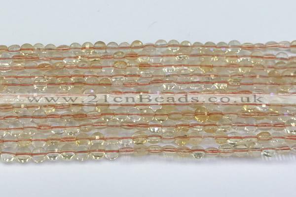 CCB1139 15 inches 4mm faceted coin citrine beads