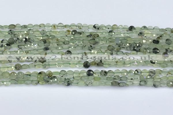 CCB1141 15 inches 4mm faceted coin prehnite beads