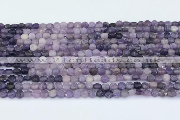 CCB1146 15 inches 4mm faceted coin sugilite beads