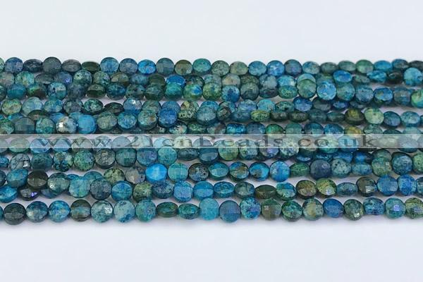 CCB1154 15 inches 4mm faceted coin turquoise beads