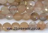 CCB1157 15 inches 4mm faceted coin sunstone beads