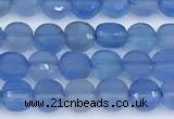 CCB1166 15 inches 4mm faceted coin blue agate beads