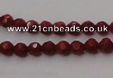 CCB120 15.5 inches 3mm faceted round red coral beads wholesale