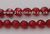 CCB121 15.5 inches 5mm faceted round red coral beads wholesale