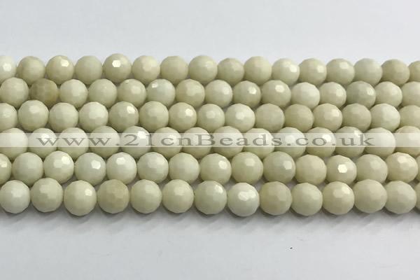 CCB1211 15 inches 8mm faceted round ivory jasper beads