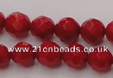 CCB122 15.5 inches 6mm faceted round red coral beads wholesale