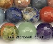 CCB1233 15 inches 12mm faceted round mixed gemstone beads
