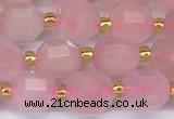 CCB1243 15 inches 7*8mm faceted rose quartz beads