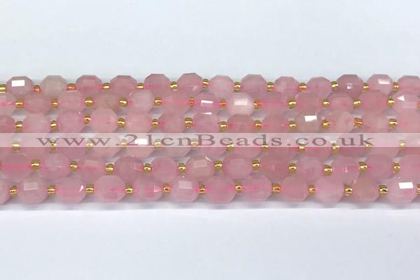 CCB1243 15 inches 7*8mm faceted rose quartz beads