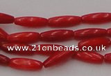 CCB131 15.5 inches 3*9mm rice red coral beads strand wholesale