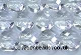 CCB1320 15 inches 6mm faceted coin white crystal beads