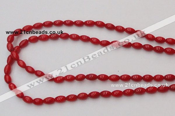 CCB133 15.5 inches 5*7mm rice red coral beads strand wholesale