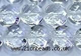 CCB1330 15 inches 8mm faceted coin white crystal beads