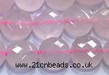 CCB1332 15 inches 8mm faceted coin rose quartz beads