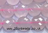 CCB1332 15 inches 8mm faceted coin rose quartz beads