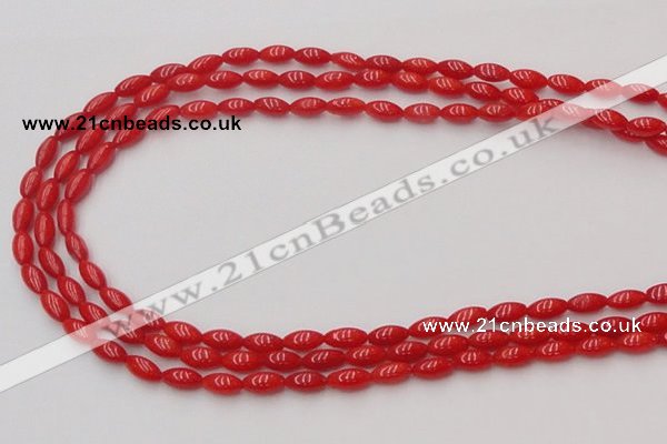 CCB134 15.5 inches 4*8mm rice red coral beads strand wholesale