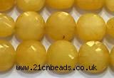 CCB1343 15 inches 8mm faceted coin jade beads