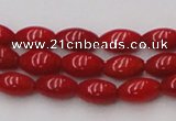 CCB135 15.5 inches 5*8mm rice red coral beads strand wholesale