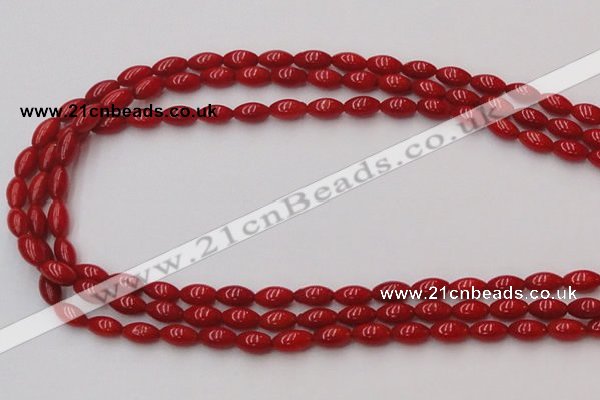 CCB135 15.5 inches 5*8mm rice red coral beads strand wholesale