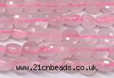 CCB1371 15 inches 4mm faceted coin rose quartz beads