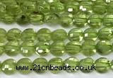 CCB1378 15 inches 4mm faceted coin peridot beads