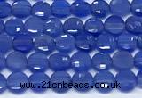 CCB1381 15 inches 4mm faceted coin blue agate beads