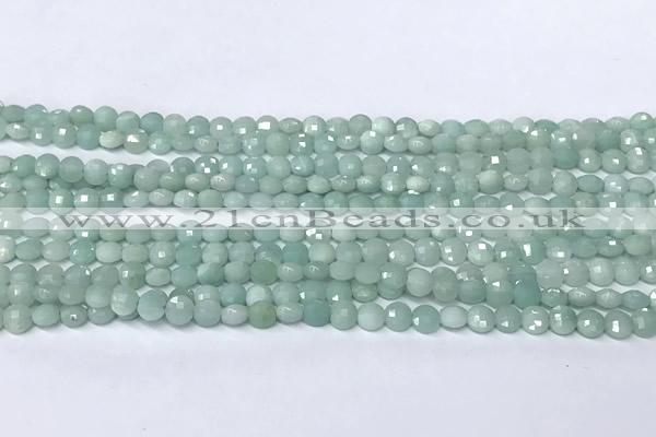 CCB1387 15 inches 4mm faceted coin amazonite beads