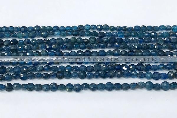 CCB1389 15 inches 4mm faceted coin apatite beads