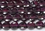 CCB1395 15 inches 4mm faceted coin red garnet beads