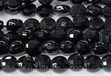 CCB1397 15 inches 4mm faceted coin black tourmaline beads