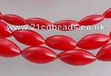 CCB14 5pcs 15.5 inches rice shape red coral beads Wholesale