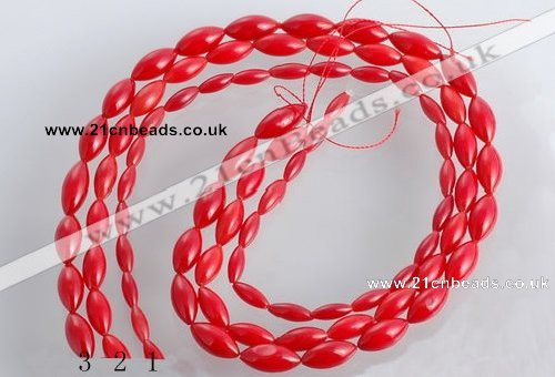 CCB14 5pcs 15.5 inches rice shape red coral beads Wholesale