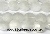 CCB1400 15 inches 6mm faceted coin white moonstone beads