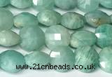 CCB1406 15 inches 6mm faceted coin amazonite beads