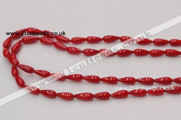 CCB141 15.5 inches 5*11mm teardrop red coral beads wholesale