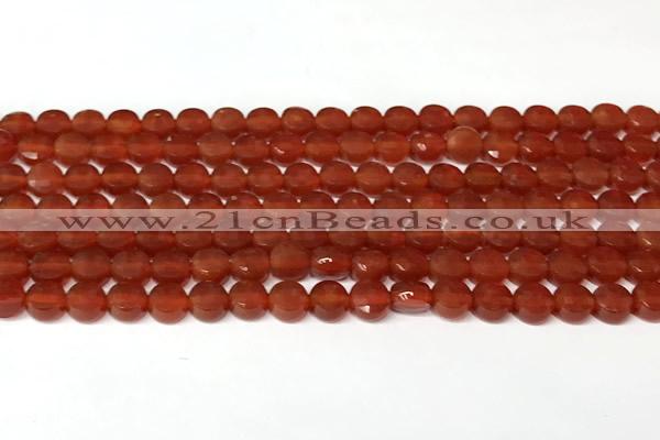 CCB1412 15 inches 6mm faceted coin red agate beads