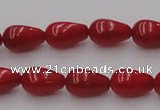 CCB143 15.5 inches 6*11mm teardrop red coral beads wholesale