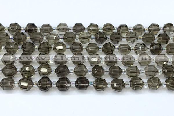 CCB1439 15 inches 7mm - 8mm faceted smoky quartz beads