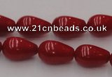 CCB144 15.5 inches 7*11mm teardrop red coral beads wholesale