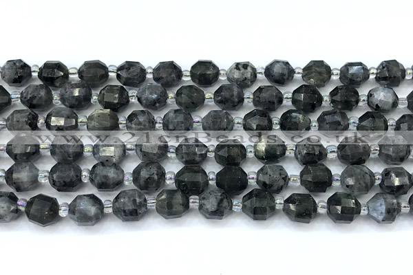 CCB1449 15 inches 7mm - 8mm faceted black labradorite beads