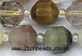 CCB1460 15 inches 9mm - 10mm faceted quartz beads