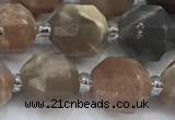 CCB1464 15 inches 9mm - 10mm faceted moonstone beads