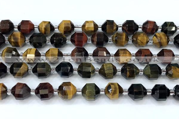 CCB1481 15 inches 9mm - 10mm faceted colorful tiger eye beads
