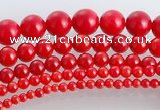 CCB15 5pcs 15.5 inches round shape red coral beads Wholesale