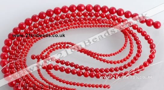 CCB15 5pcs 15.5 inches round shape red coral beads Wholesale