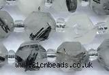 CCB1500 15 inches 7mm - 8mm faceted black rutilated quartz beads