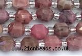 CCB1583 15 inches 5mm - 6mm faceted rhodonite gemstone beads