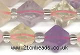 CCB1606 15 inches 10mm faceted mixed quartz beads