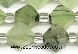 CCB1612 15 inches 10mm faceted green rutilated quartz beads