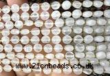 CCB1700 15 inches 6mm faceted coin Angolan white quartz beads